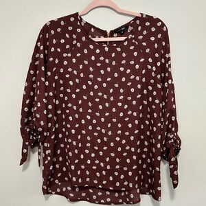 Papermoon Brown Floral Boxy Tie Sleeve Blouse